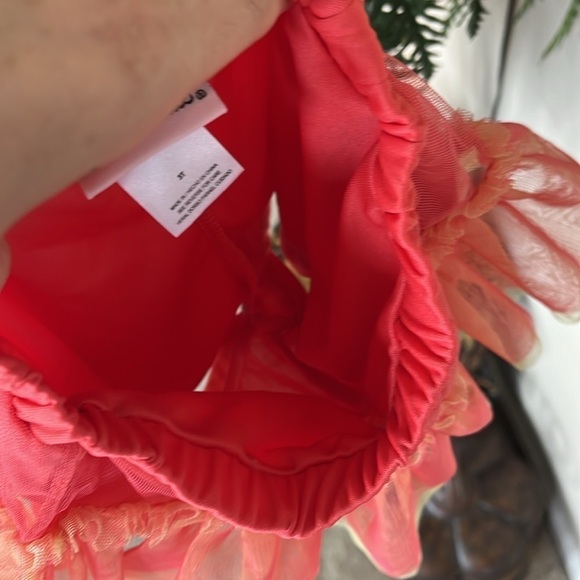 Brand New Little Lass 2-Piece Set Orange & Yellow Floral Mesh Top Ruffle Skirt - Picture 12 of 15